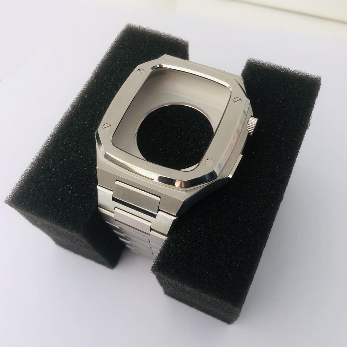 316L Stainless Steel Case and Strap Silica Band for Apple Watch Series 7 41mm 45mm Series 6 5 4 SE 44mm Modification Kit Silver - View 5 of 8
