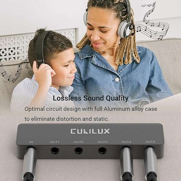 Cubilux Cubilux Professional 5-Way 3.5mm AUX Splitter, Aluminum Case 5-Channel 1/8â€ Stereo Headphone Splitter, Multi-Port TRS Audio Share/Split Box/HUB for Speaker Earphones Laptop PC Smartphone Tablet - View 6 of 8