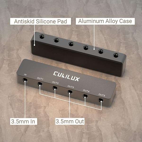 Cubilux Cubilux Professional 5-Way 3.5mm AUX Splitter, Aluminum Case 5-Channel 1/8â€ Stereo Headphone Splitter, Multi-Port TRS Audio Share/Split Box/HUB for Speaker Earphones Laptop PC Smartphone Tablet - View 7 of 8