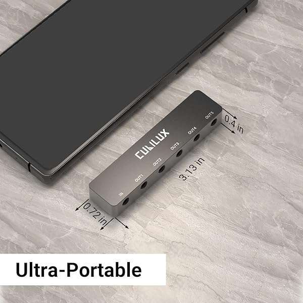 Cubilux Cubilux Professional 5-Way 3.5mm AUX Splitter, Aluminum Case 5-Channel 1/8â€ Stereo Headphone Splitter, Multi-Port TRS Audio Share/Split Box/HUB for Speaker Earphones Laptop PC Smartphone Tablet - View 8 of 8