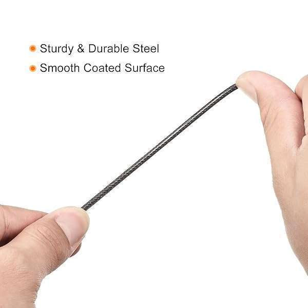 PATIKIL PATIKIL Security Steel Cable 2.5mm x 1.5m/4.92ft Coated Luggage Lock Wire Rope with Double Loop Black 2 Pack - View 5 of 7