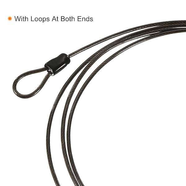 PATIKIL PATIKIL Security Steel Cable 2.5mm x 1.5m/4.92ft Coated Luggage Lock Wire Rope with Double Loop Black 2 Pack - View 6 of 7