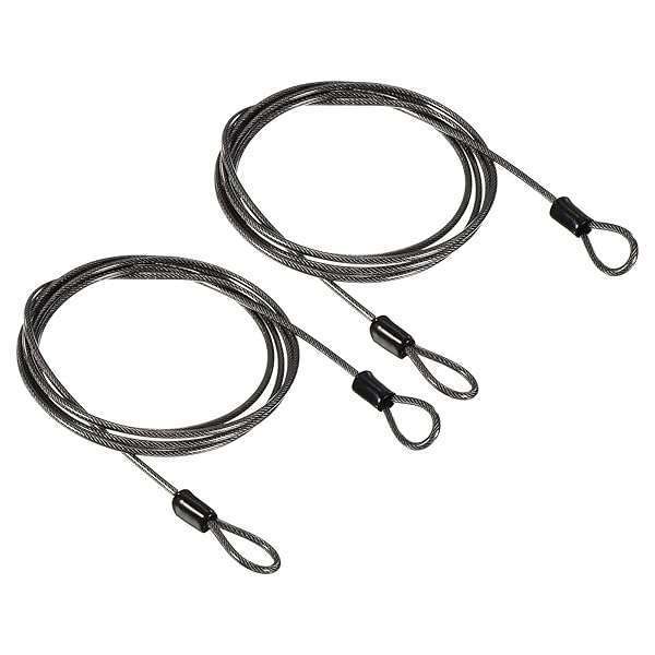PATIKIL PATIKIL Security Steel Cable 2.5mm x 1.5m/4.92ft Coated Luggage Lock Wire Rope with Double Loop Black 2 Pack - View 2 of 7