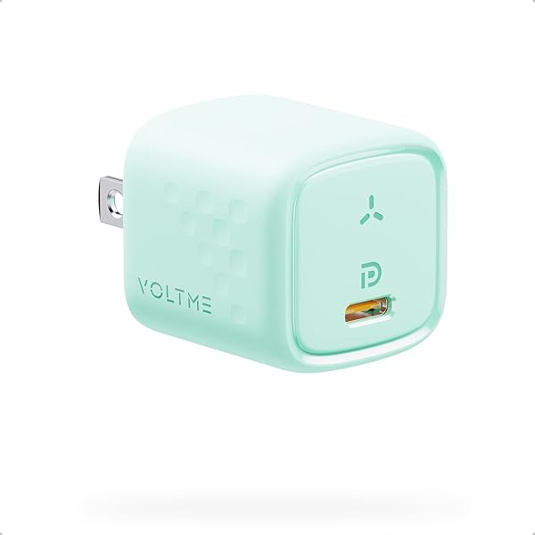 VOLTME VOLTME 30W Mini USB-C Charger: Fast PD3.0 Power Adapter for iPhone, Samsung, MacBook & More - GaN III Tech (Green) - View 3 of 8