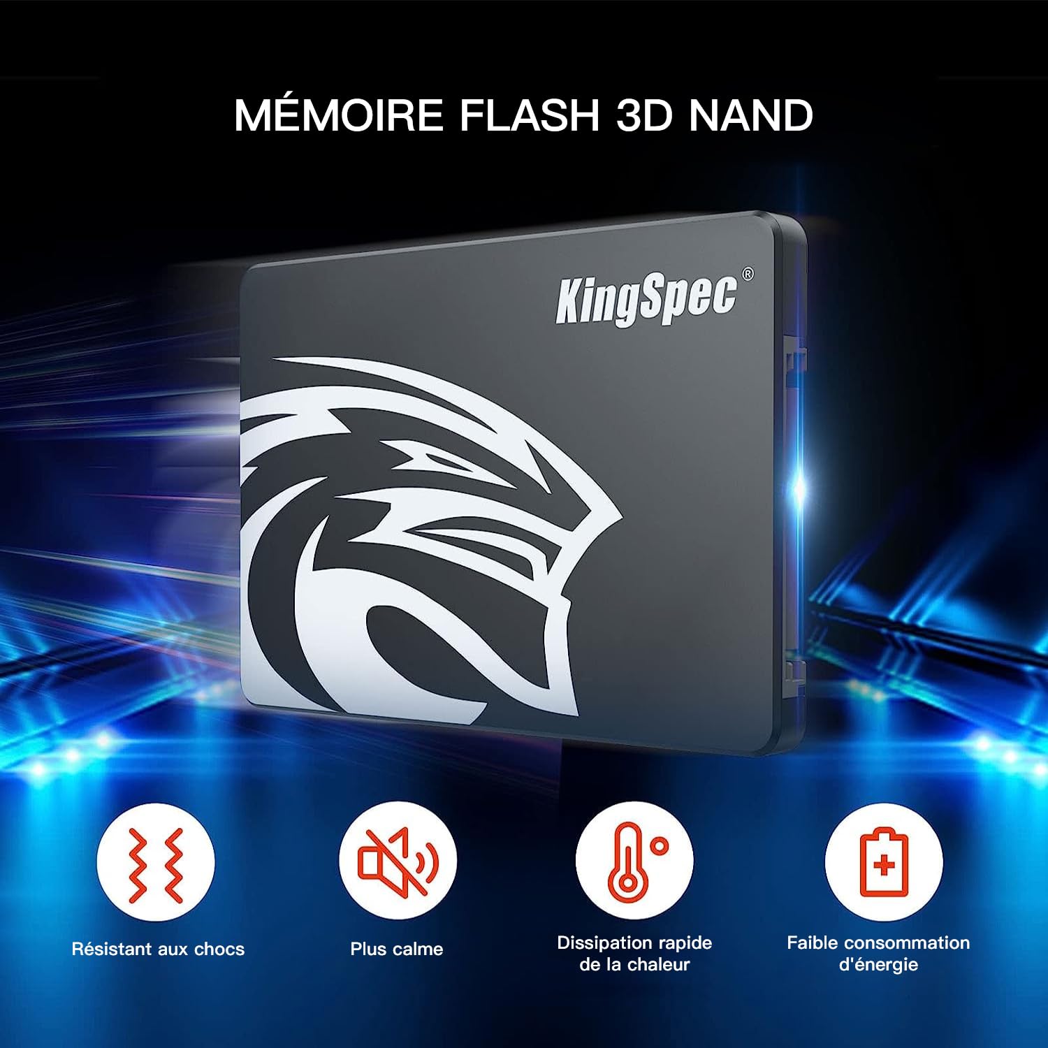 KingSpec KingSpec 1TB 2.5 Inch SATA SSD Internal Solid State Drive 3D NAND Flash TLC for Desktop Laptop All-in-one - View 3 of 6