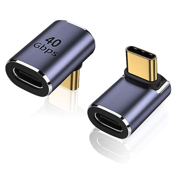 AreMe AreMe 90 Degree USB-C Male to Female Adapter, 2 Pack Right Angle 100W Type-C Adapter Extender for Steam Deck, ROG Ally, Switch, Notebook Computers, Tablet and Mobile Phones (Metallic Purple)