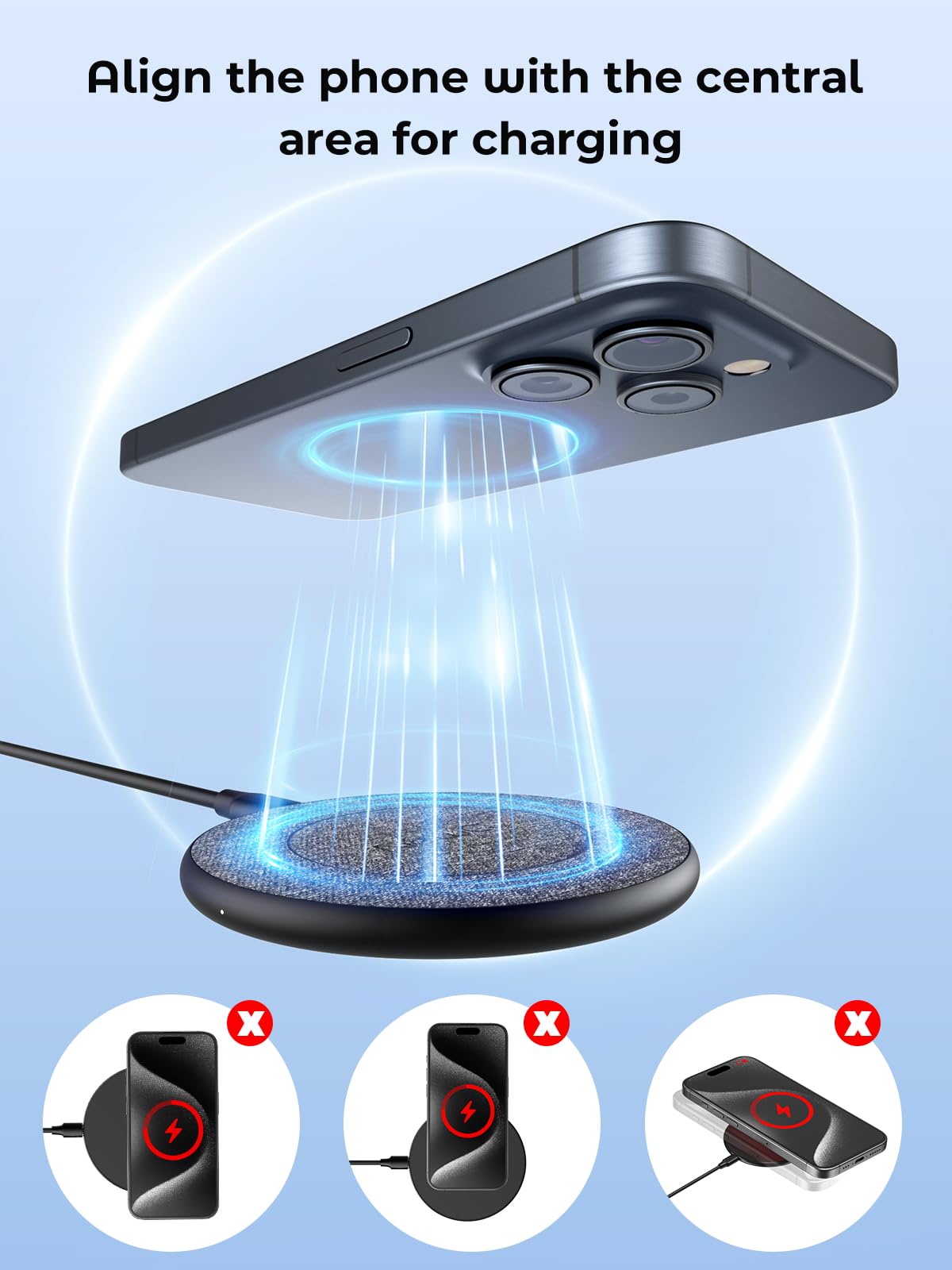 NEWQ NewQ 15W Max Wireless Charger Pad for iPhone and Samsung Galaxy 2 Pack Fast Charging Solution - View 5 of 8