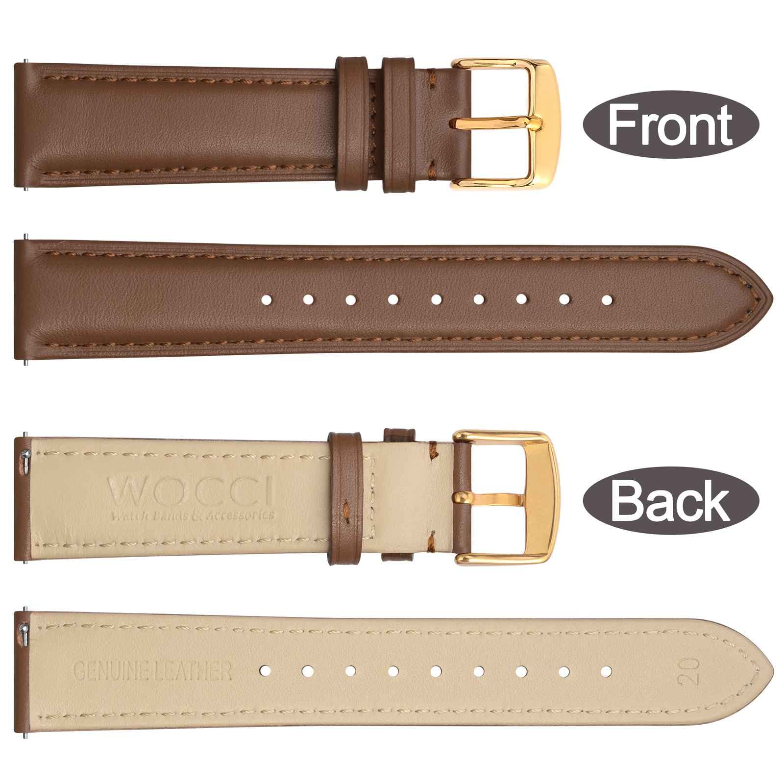 WOCCI WOCCI 18mm Flower Watch Band for Women Genuine Leather Quick Release Strap with Gold Buckle in Brown - View 4 of 9