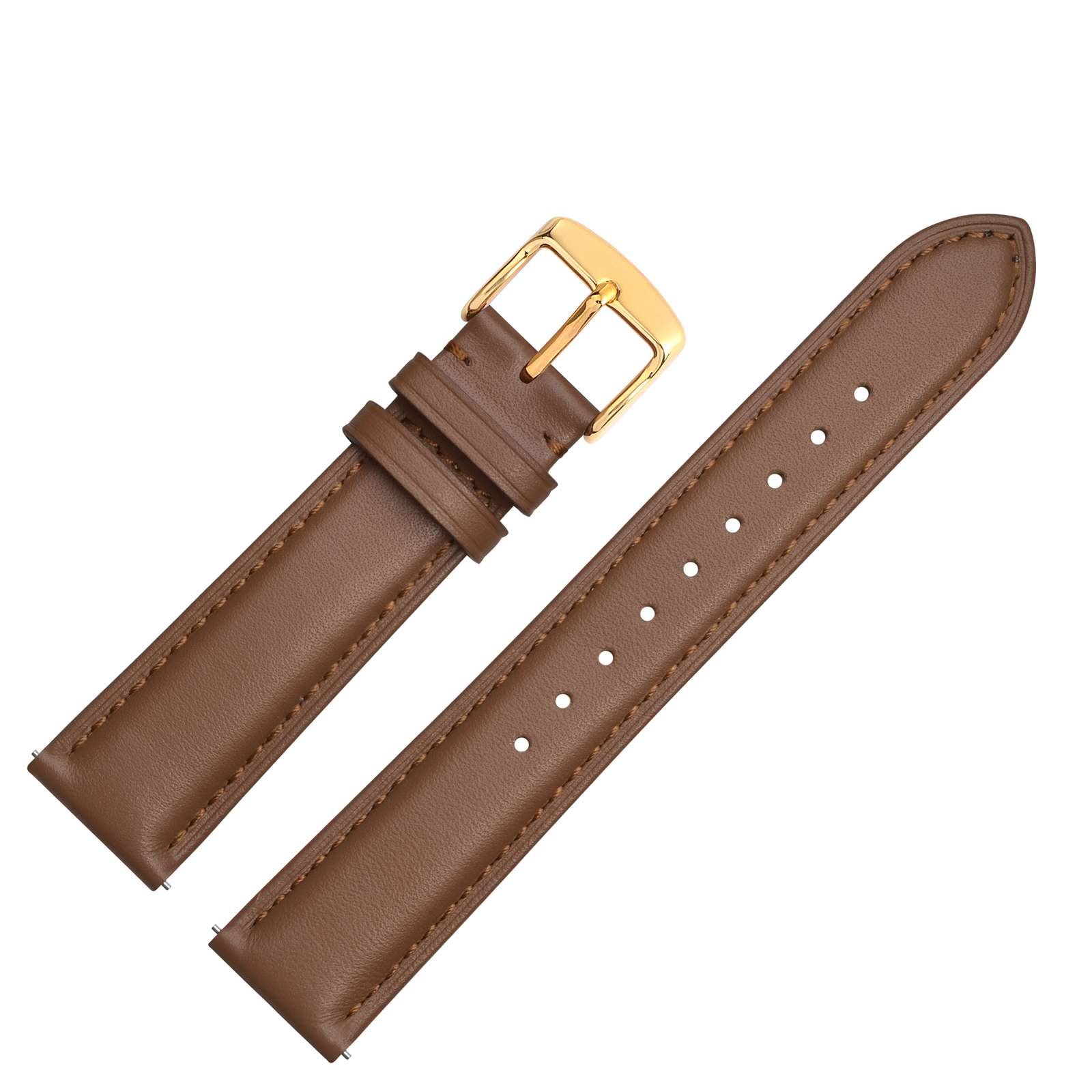 WOCCI WOCCI 18mm Flower Watch Band for Women Genuine Leather Quick Release Strap with Gold Buckle in Brown - View 9 of 9