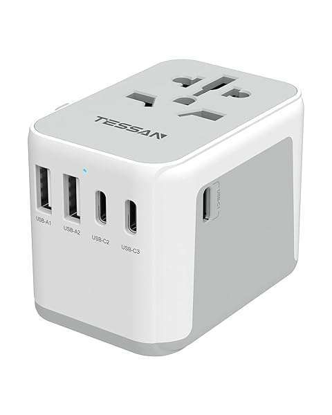 Buy TESSAN Universal Travel Adapter - 5.6A, 3 USB-C & 2 USB-A Ports for Worldwide Travel (EU, UK, AUS) - Fast Charging & Compact Design