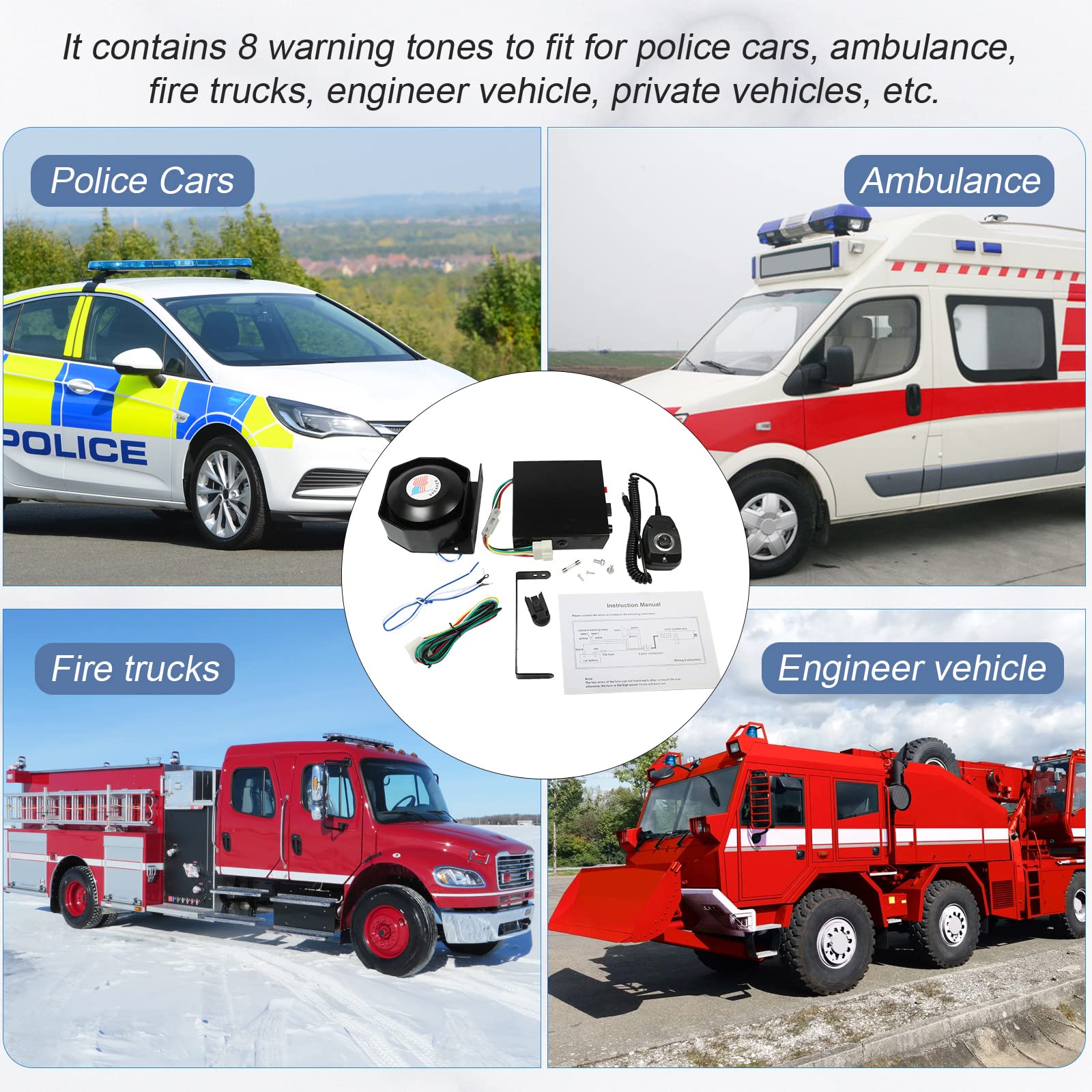 DICMIC 200W Emergency Warning Siren PA Speaker System with Handheld Microphone and Dual Light Control Switches - View 5 of 6