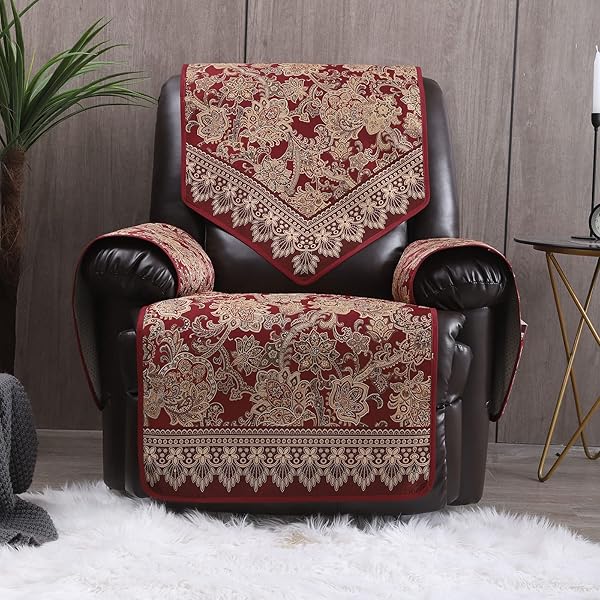 LUFEIJIASHI LUFEIJIASHI Non Slip Waterproof Recliner Chair Covers for Leather Electric Reclining Chairs Large Protective Cover for Living Room Red