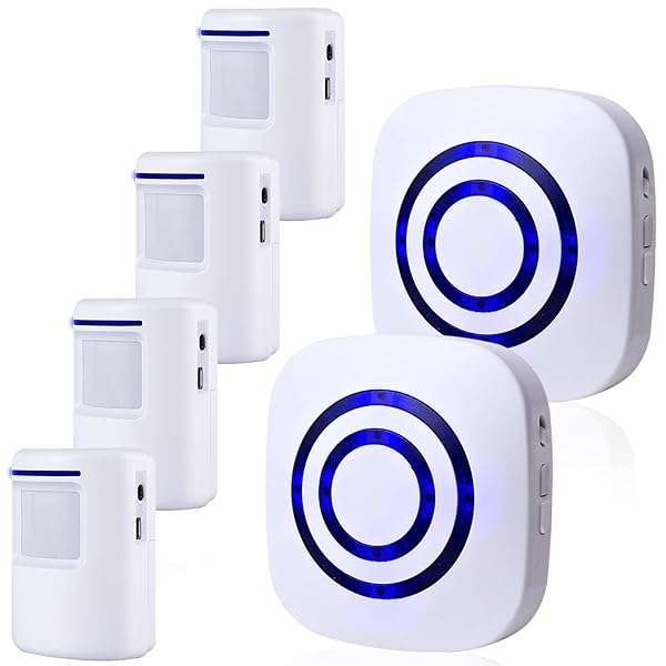 BESTOONE BESTOONE Motion Sensor Alarm: Long Range Wireless Driveway & Home Security System with 4 Detectors, 38 Chimes & LED Indicator