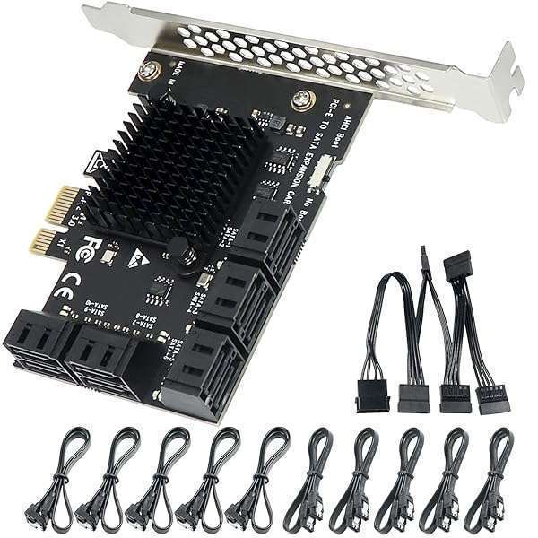 Trotwei Blue 10-Port SATA Expansion Card - PCIe x1 to SATA 3.0 Controller for SSD/HDD | Compatible with Windows XP/7/8/10 - View 2 of 8