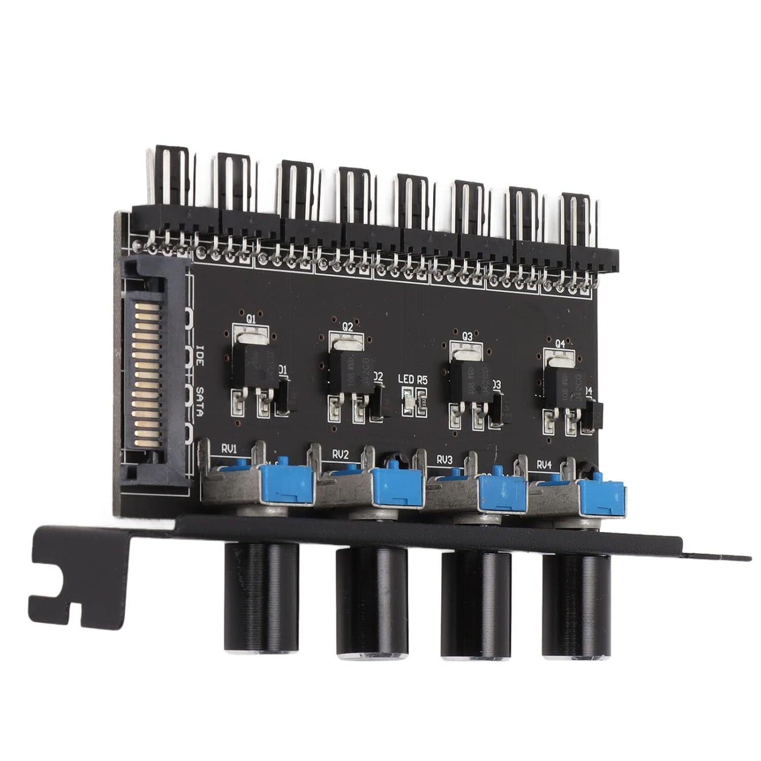 ASHATA ASHATA 8 Channels Fan Hub with 4 Knob Speed Controller for CPU Chassis HDD VGA PWM Water Cooling System SATA Interface - View 9 of 9