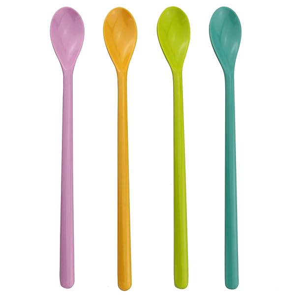 ZZLZX ZZLZX 4PCS Long Handle Spoons Set - Perfect for Iced Tea, Sundaes & Cocktails (Pink, Yellow, Blue, Green)