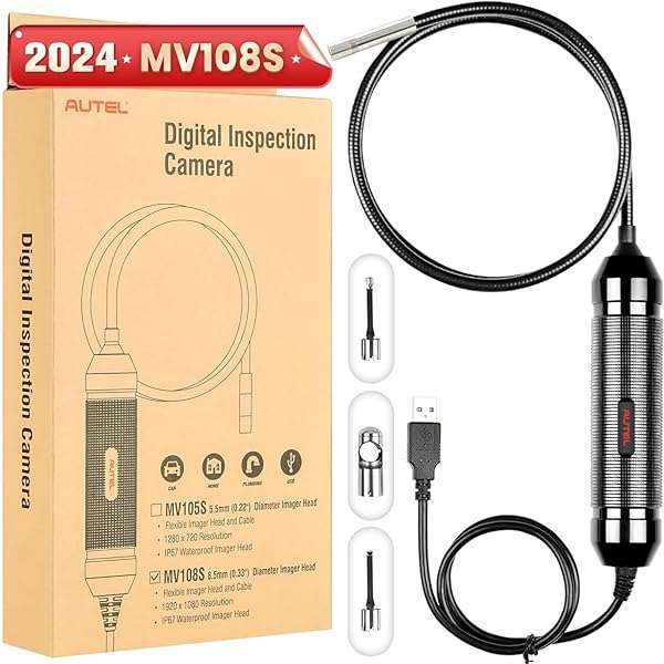 Autel Autel MaxiVideo MV108S: 2MP Waterproof USB Endoscope Camera with LED Light for Scanners & PC