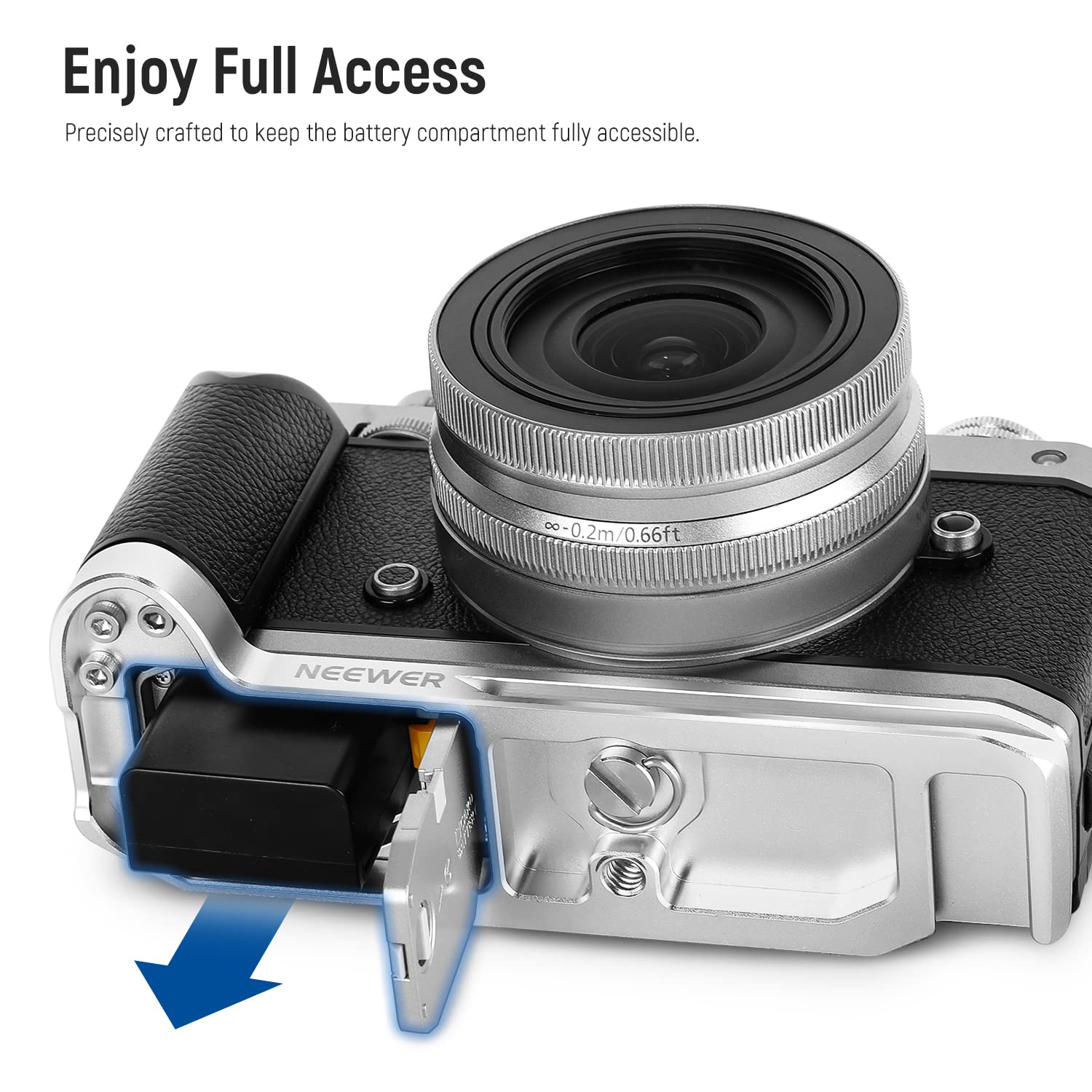 NEEWER NEEWER Aluminum Alloy L Shaped Camera Grip for Nikon Z fc with Retro Leather Handle and Cold Shoe Compatible with Nikon Z fc Mirrorless Camera - View 6 of 8