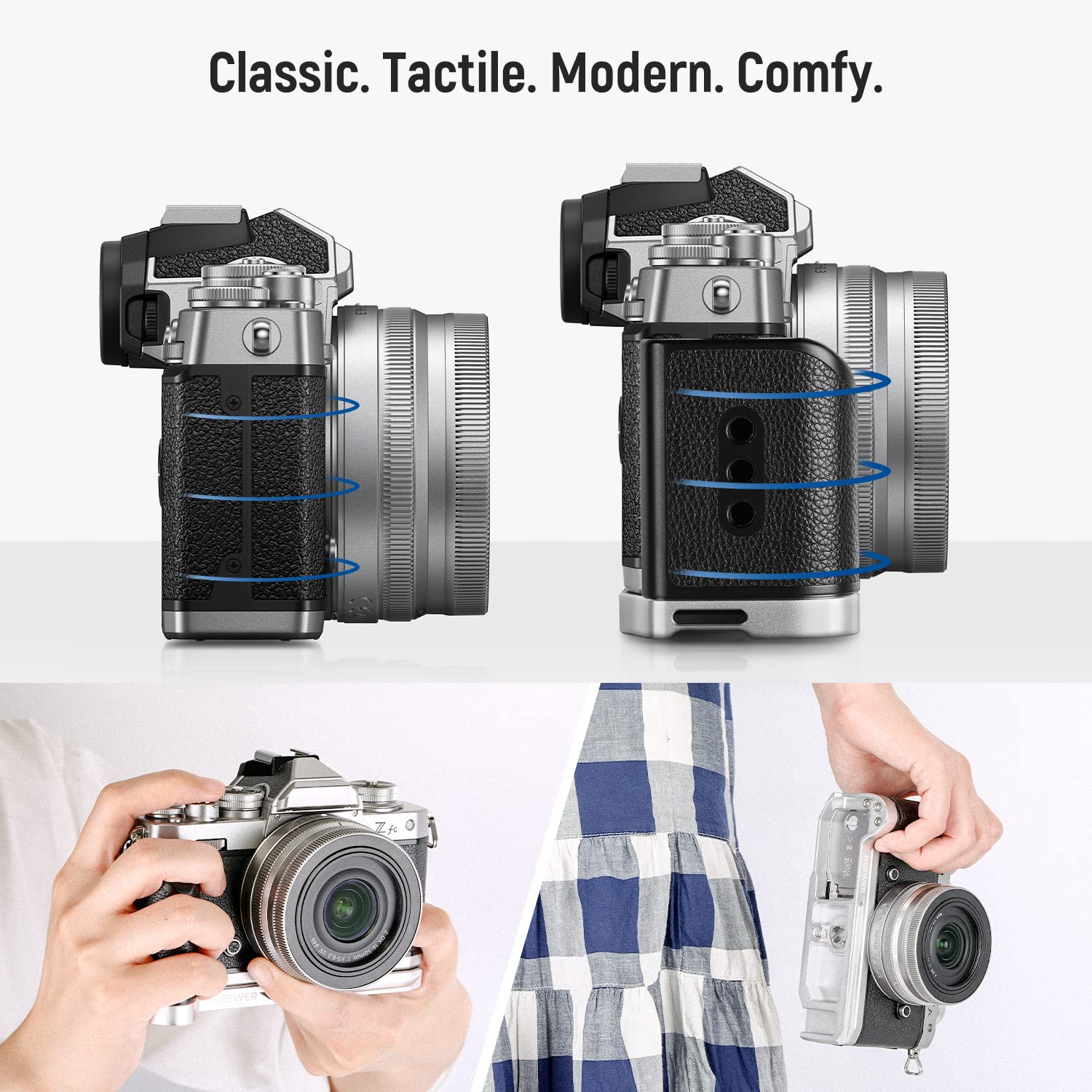 NEEWER NEEWER Aluminum Alloy L Shaped Camera Grip for Nikon Z fc with Retro Leather Handle and Cold Shoe Compatible with Nikon Z fc Mirrorless Camera - View 7 of 8