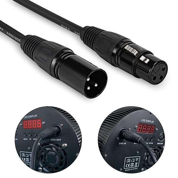 Gruolin Gruolin 10ft DMX Cable 4-Pack - 3m XLR Male to Female Cables for DMX512 Stage & DJ Lighting - View 8 of 9