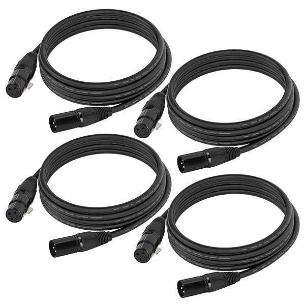Gruolin Gruolin 10ft DMX Cable 4-Pack - 3m XLR Male to Female Cables for DMX512 Stage & DJ Lighting - View 3 of 9
