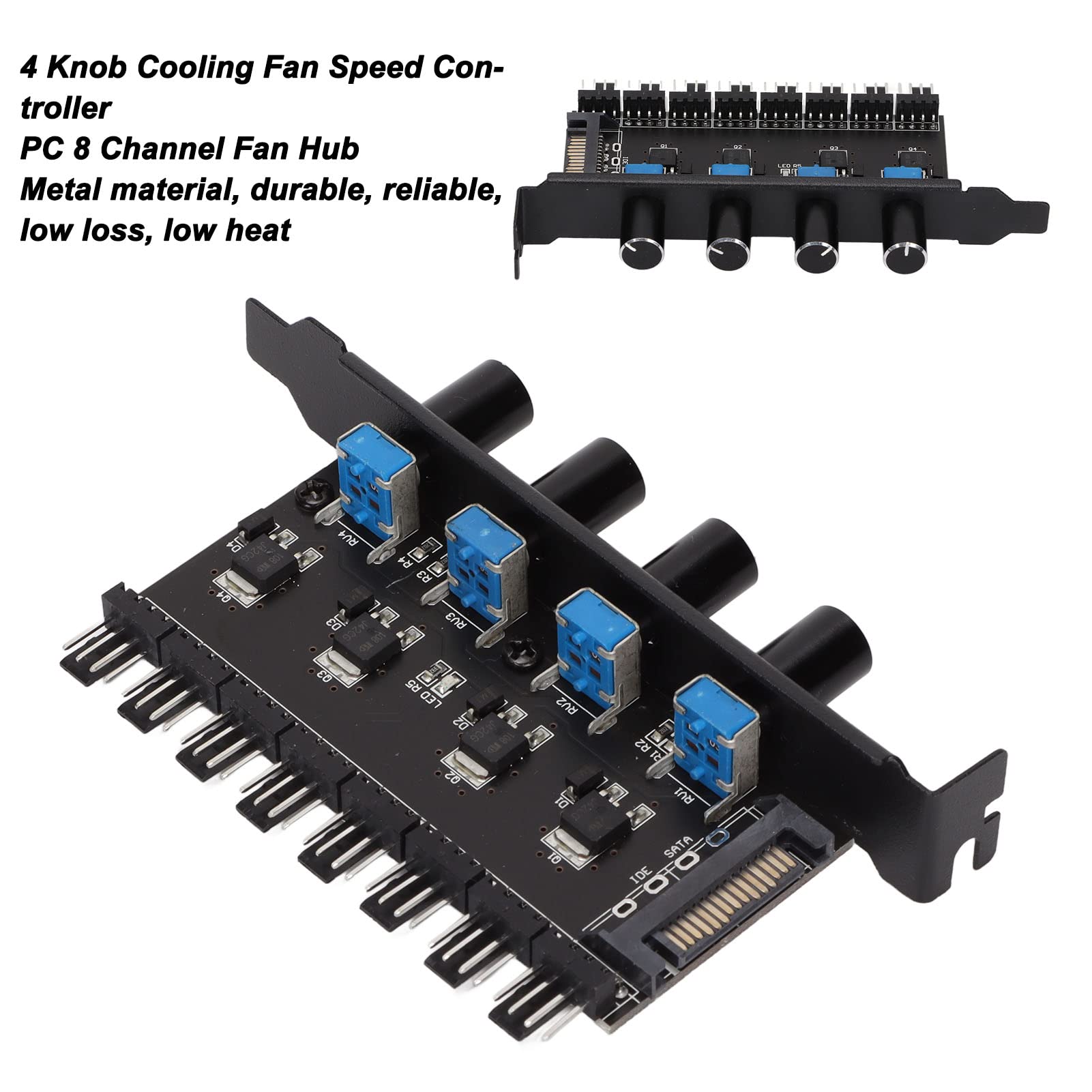 GOWENIC Chassis Fan Hub 8 Channel PC Cooling Fan Speed Controller for CPU HDD VGA PWM Fan Control Water Cooling System - View 2 of 9