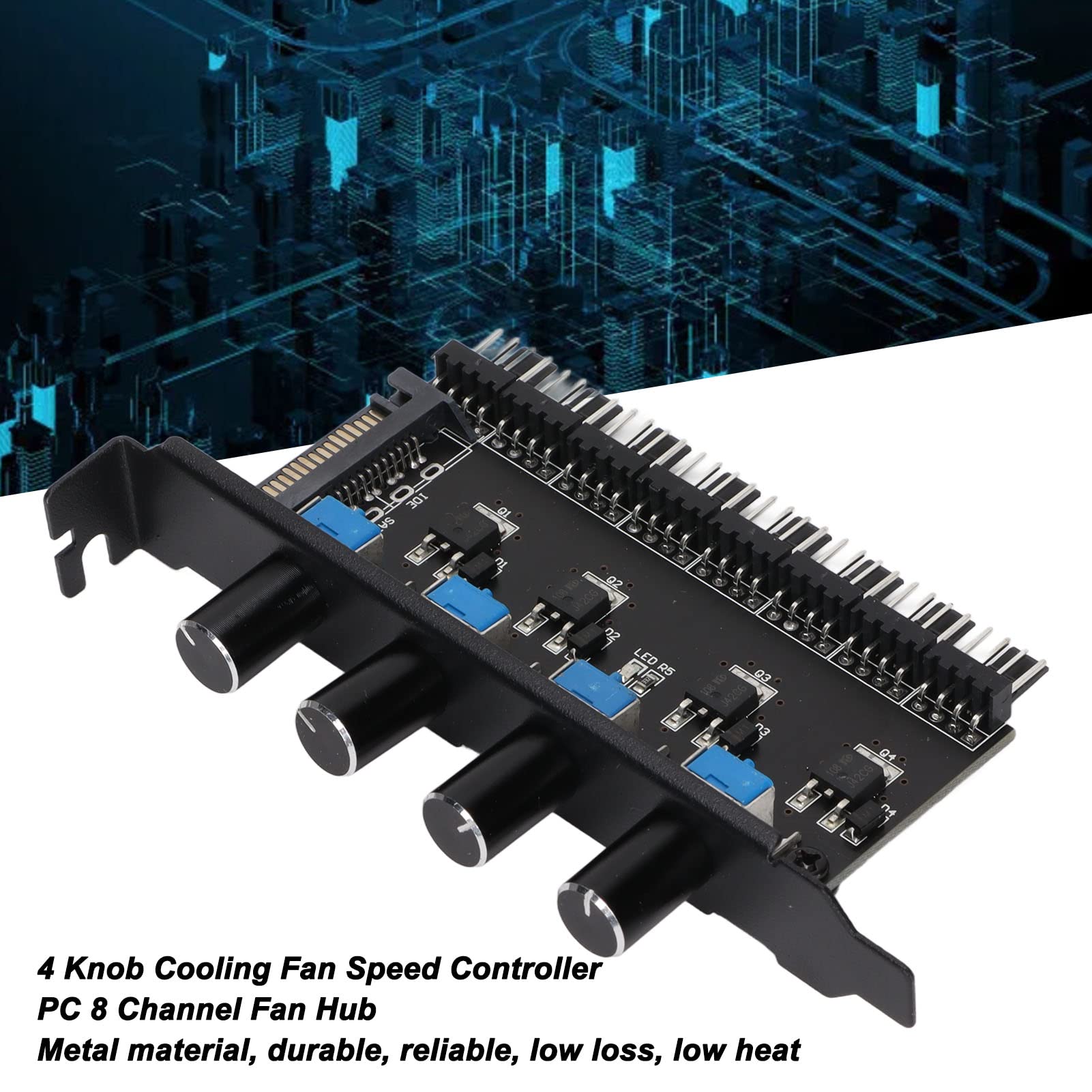 GOWENIC Chassis Fan Hub 8 Channel PC Cooling Fan Speed Controller for CPU HDD VGA PWM Fan Control Water Cooling System - View 4 of 9