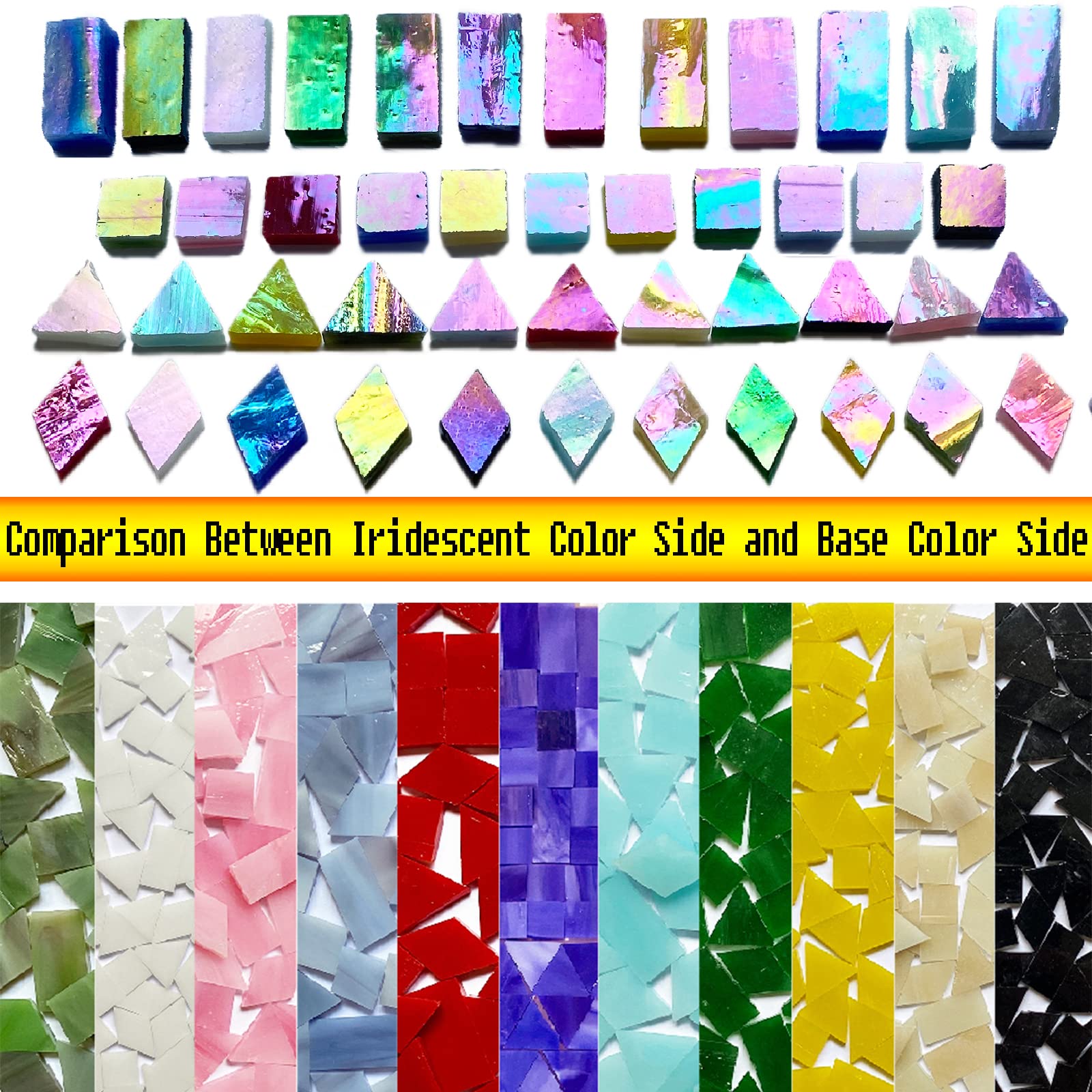 KALUCION KALUCION Iridescent Aqua Stained Glass Mosaic Tiles 280 Pieces Mixed Shapes for Creative Mosaic Projects - View 6 of 6