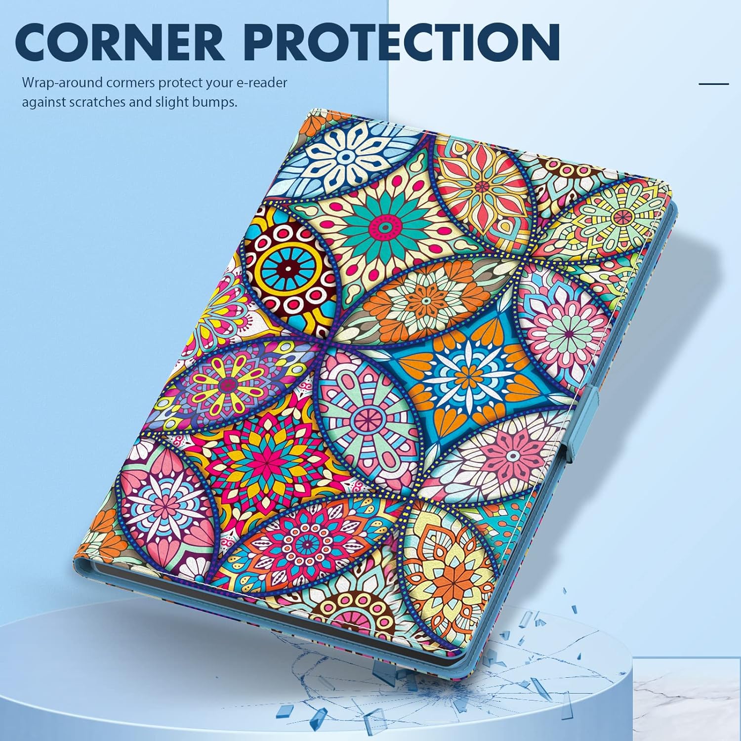 Dteck Dteck Universal Case for iPad Mini Galaxy Tab 8 Inch Protective Folio Cute Case with Adjustable View Stand Stained Glass Design - View 2 of 9