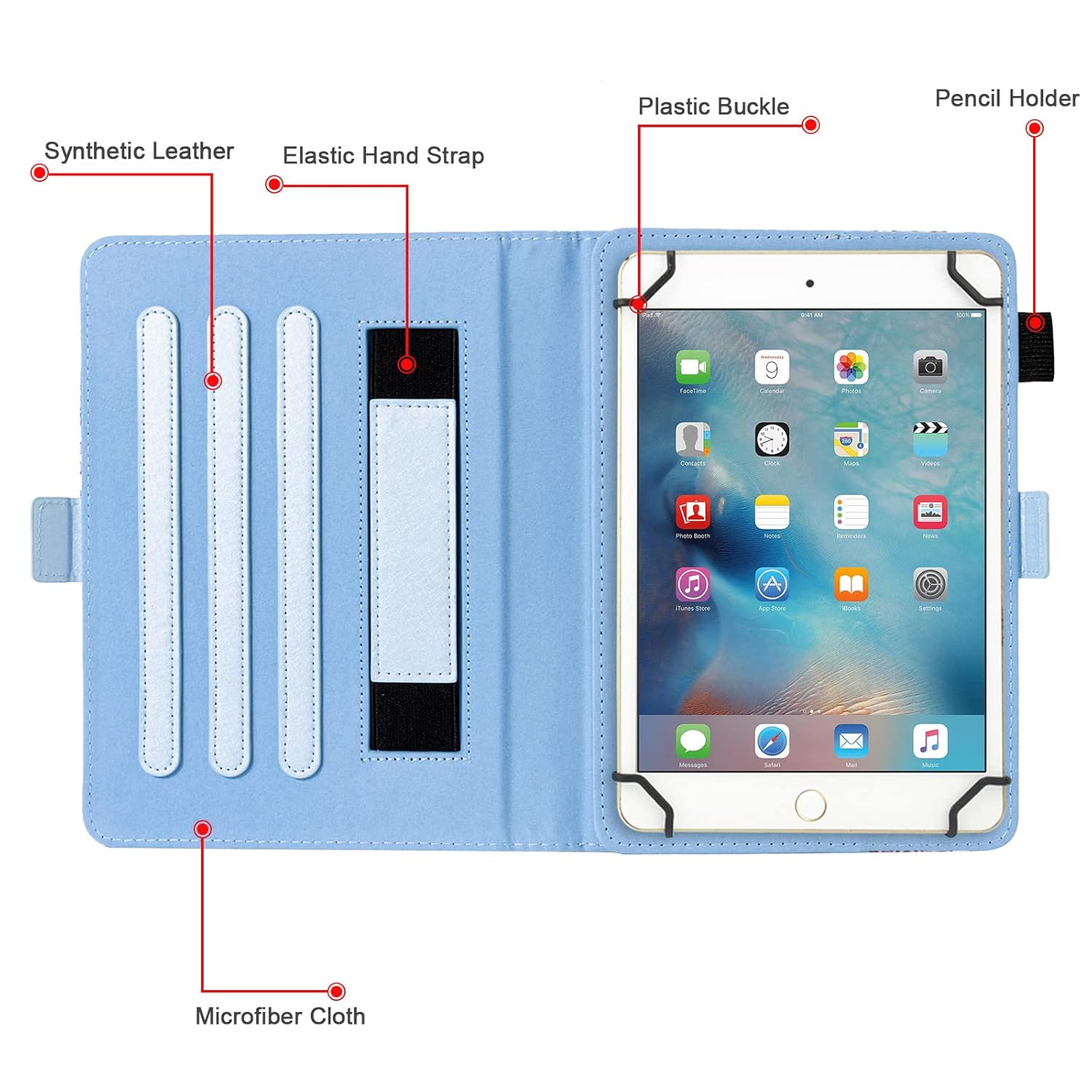 Dteck Dteck Universal Case for iPad Mini Galaxy Tab 8 Inch Protective Folio Cute Case with Adjustable View Stand Stained Glass Design - View 4 of 9