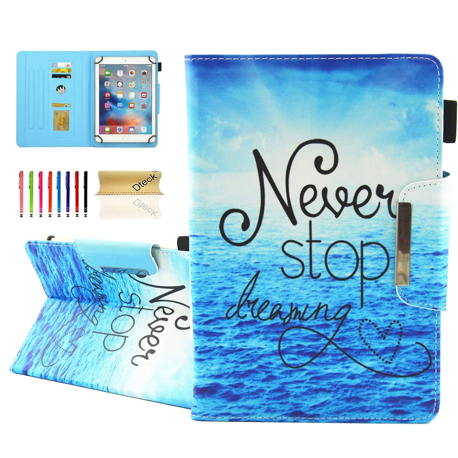 Dteck Dteck Universal Case for iPad Mini Galaxy Tab 8 Inch Protective Folio Cute Case with Adjustable View Stand Stained Glass Design - View 9 of 9