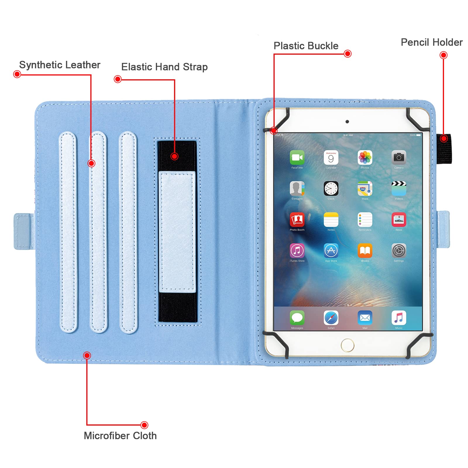 Dteck Dteck Universal Protective Folio Case for iPad Mini Samsung Galaxy Tab 8 Inch with Adjustable Stand in Lemon Color - View 4 of 4