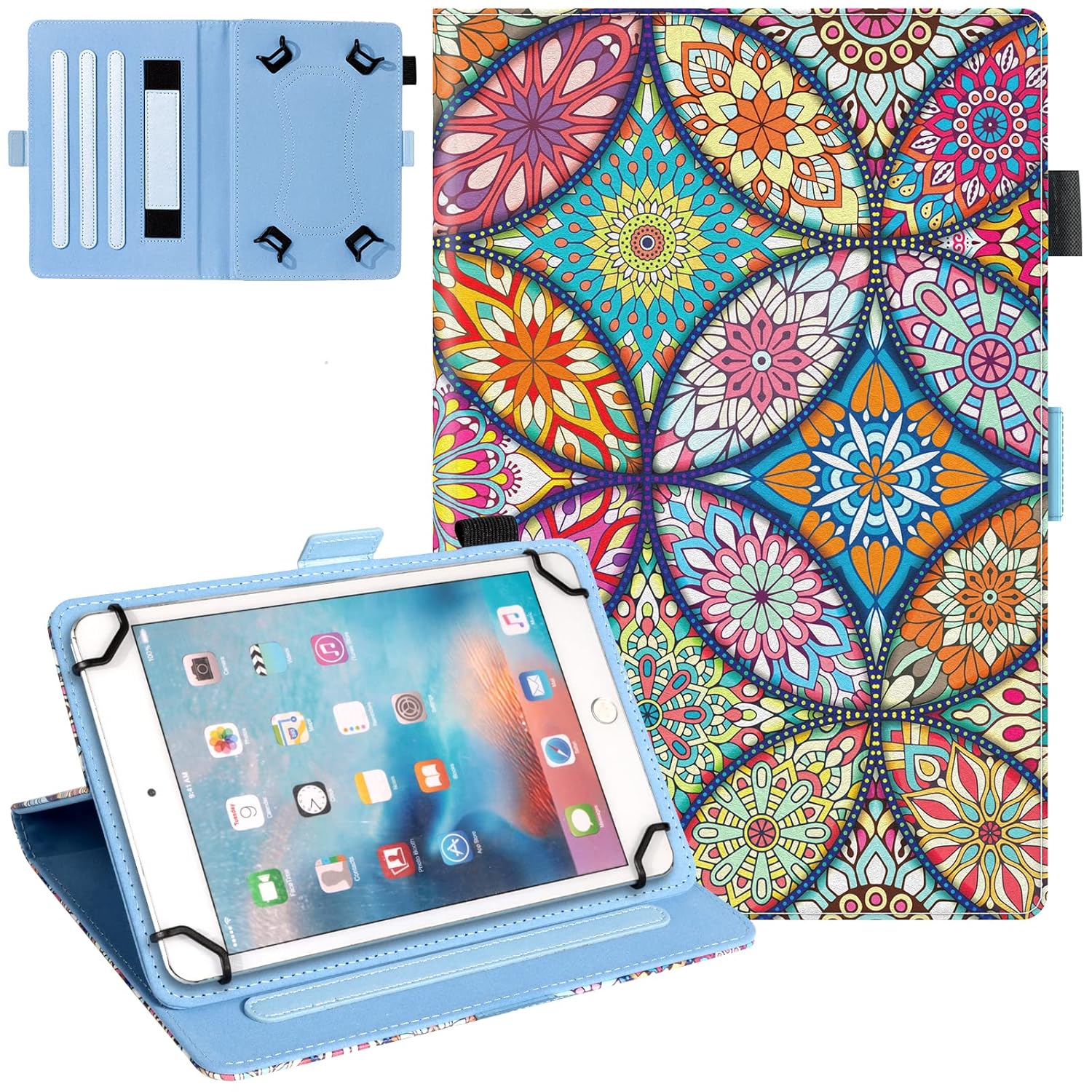 Dteck Dteck Universal Leather Case for 9.6 to 10.5 Inch Tablets with Fold Stand and Hand Strap for Android and iOS Devices