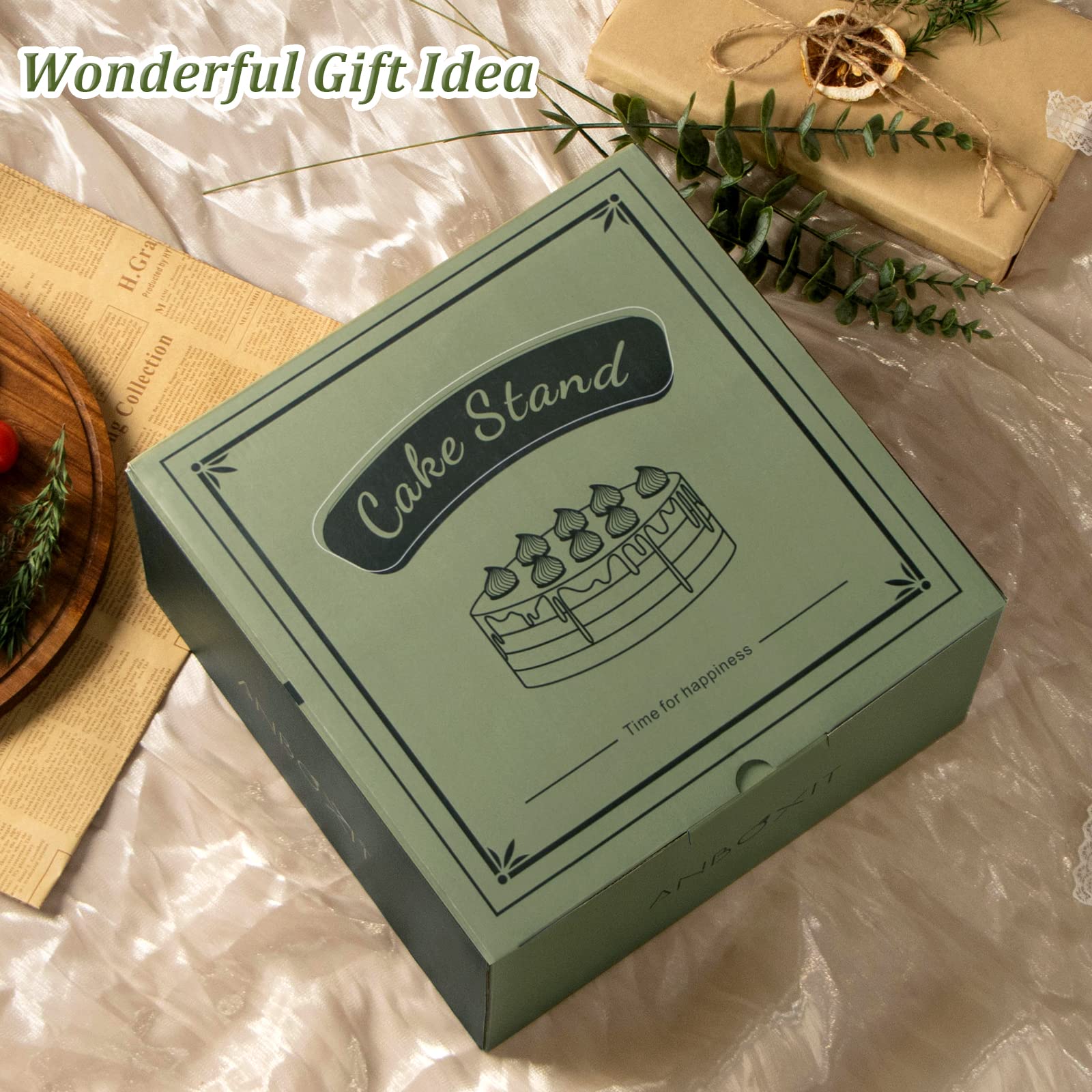 ANBOXIT ANBOXIT Acacia Wood Cake Stand with Dome Lid Elegant Wooden Cake Display Stand with Acrylic Cover for Perfect Presentation - View 4 of 7