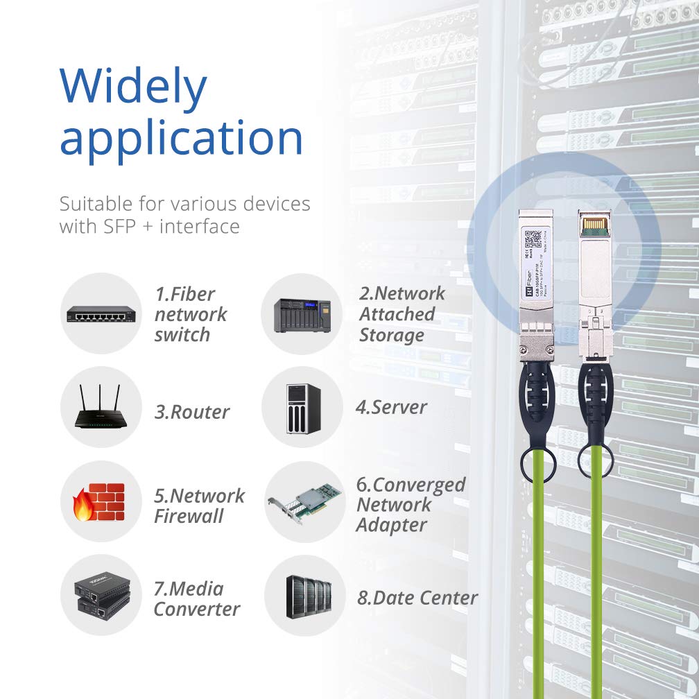 HFiber SFP Plus Cable 10G DAC 0.25M Passive Direct Attach Copper Twinax for Cisco Ubiquiti Meraki Mikrotik Intel Fortinet Netgear Green - View 4 of 7