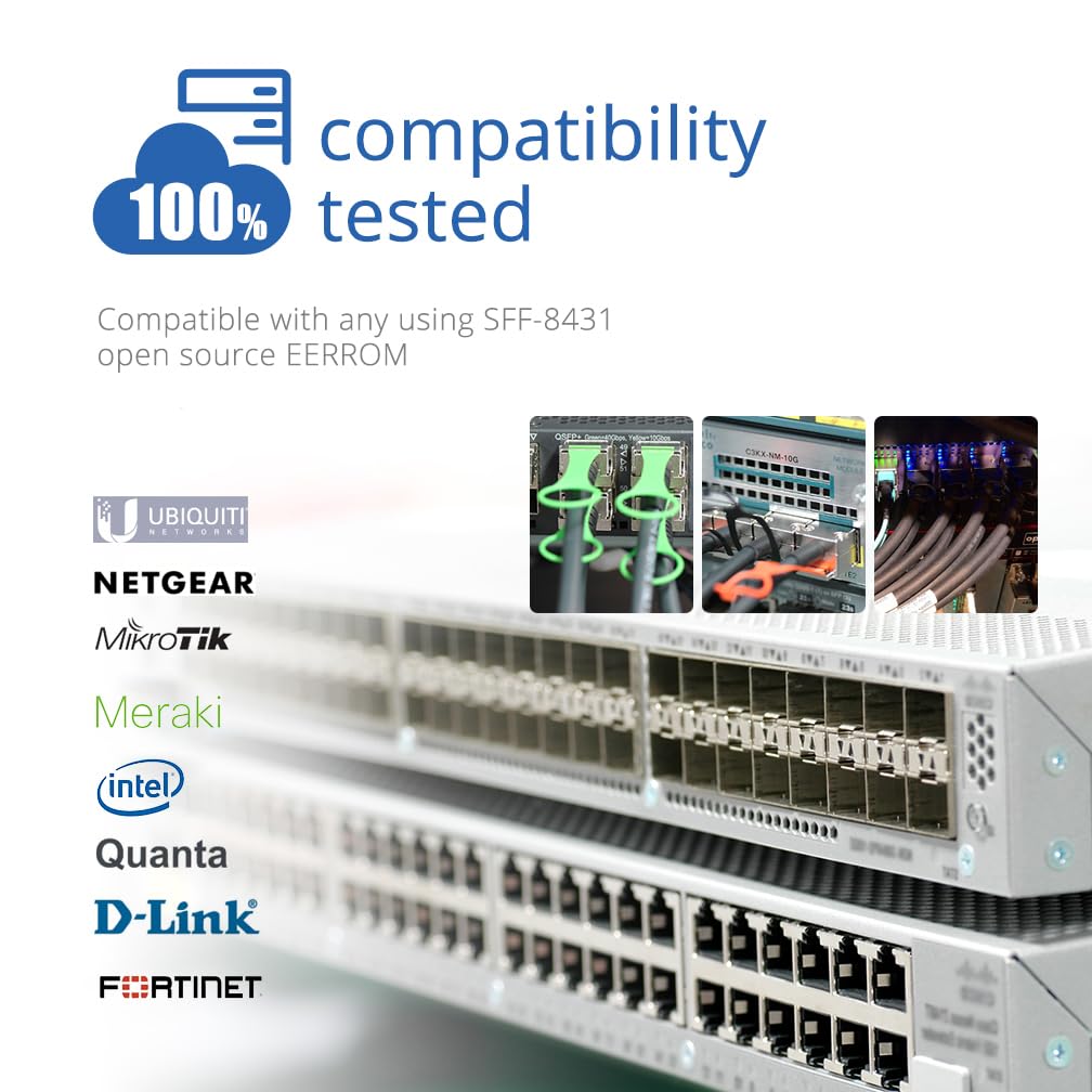 HFiber SFP Plus Cable 10G DAC 0.25M Passive Direct Attach Copper Twinax for Cisco Ubiquiti Meraki Mikrotik Intel Fortinet Netgear Green - View 5 of 7