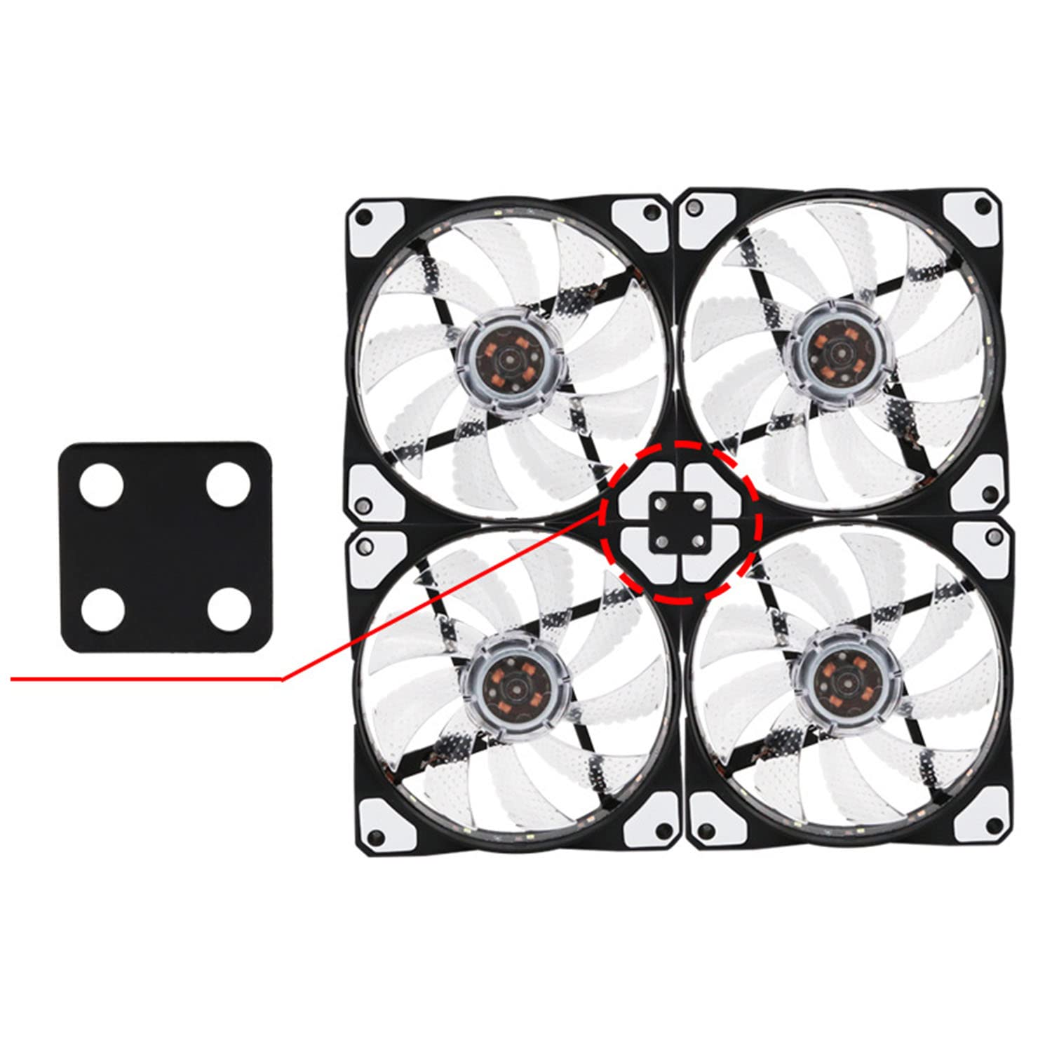 Maxmoral 2PCS Four Fan Mounting Rack PCI Slot Bracket for Graphics Card Cooling with Speed Control Airflow Support for 12cm 14cm Fans - View 4 of 5