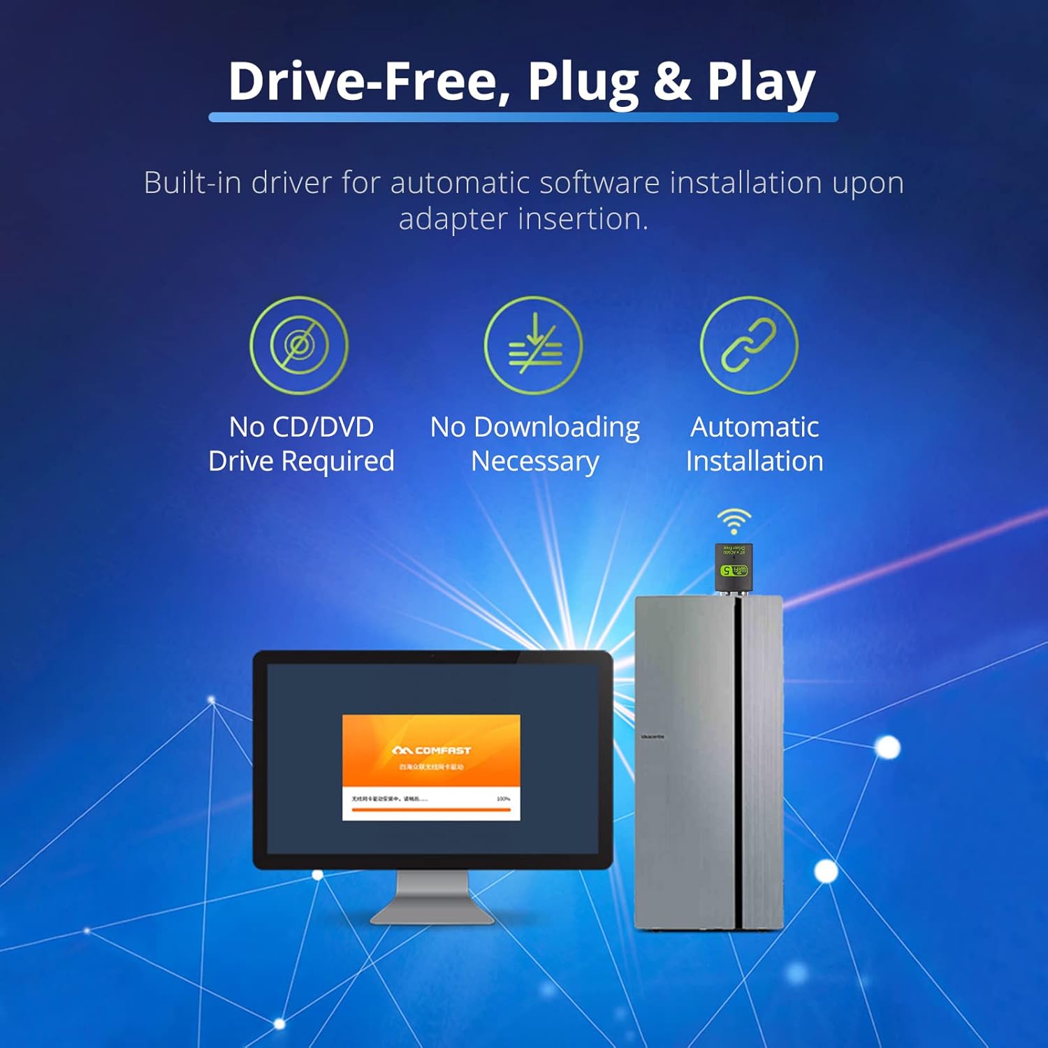 REDLUX USB WiFi Bluetooth Adapter 600Mbps Dual Band Wireless Network Card for PC Laptop Desktop Compatible with Windows XP 7 8.1 10 - View 3 of 8