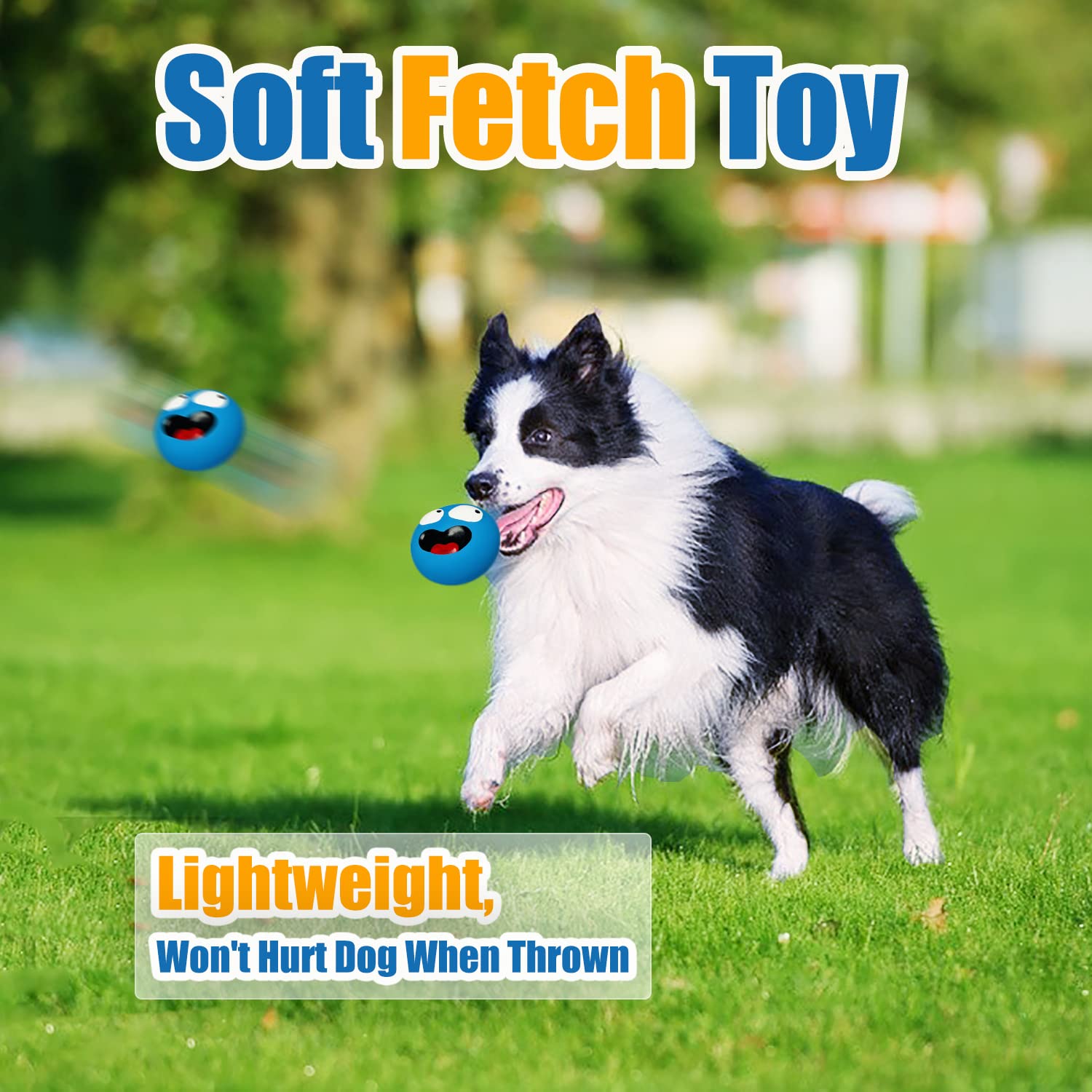 HOLYSTEED HOLYSTEED Squeaky Dog Toys for Medium and Large Breeds Stuffed Latex Balls Simple Face Puppy Toys 2pcs - View 5 of 6