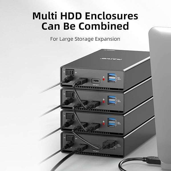 MAIWO MAIWO External Hard Drive Enclosure: 6Gbps SATA III Hub for 3.5/2.5 Inch SSD/HDD, USB C & USB A Compatible with Seagate, Samsung, Xbox - View 4 of 9