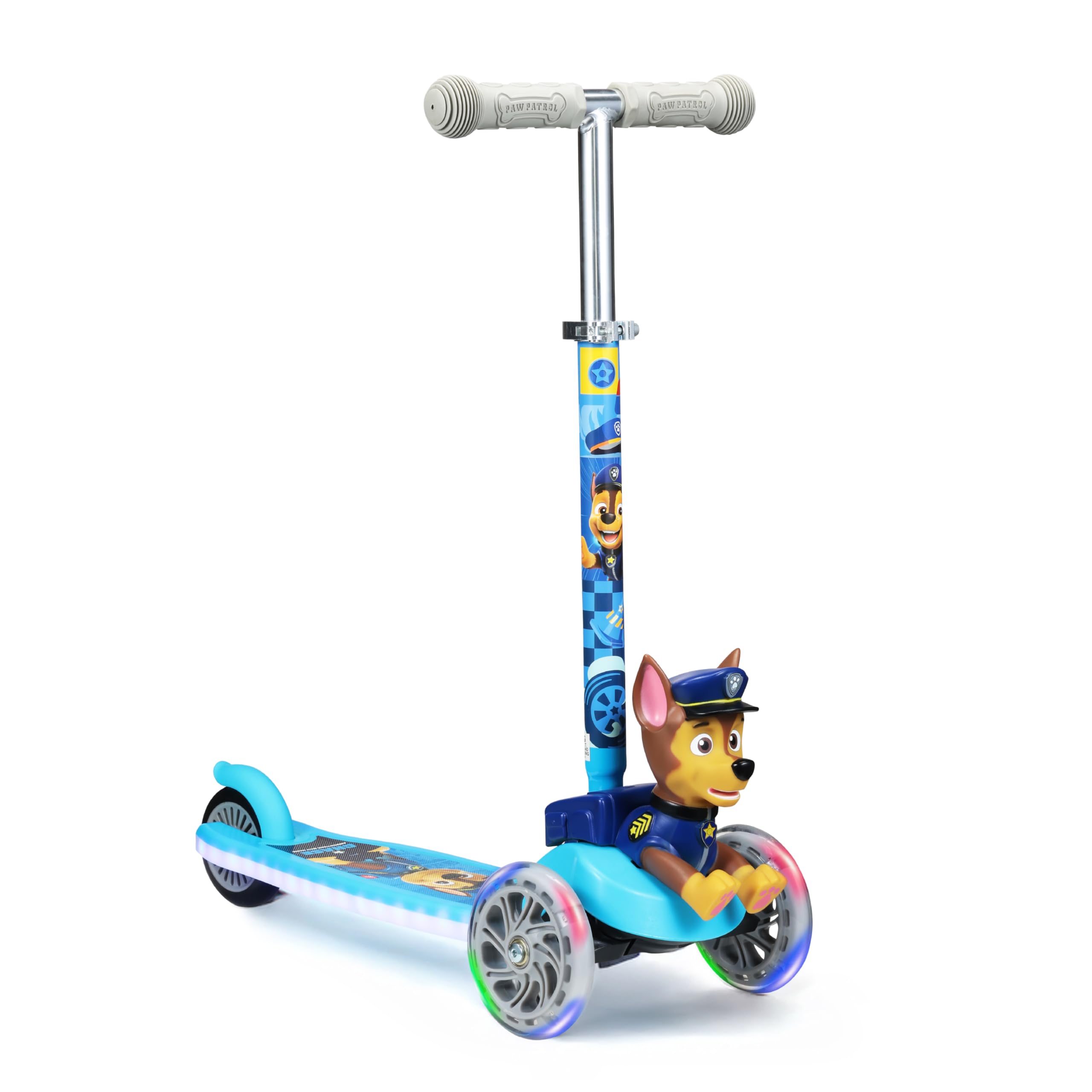 Buy Paw Patrol Chase Kick Scooter for Kids - 3-Wheel Light Up, Anti-Slip Deck, Lean to Steer, Lightweight, 75 LB Limit