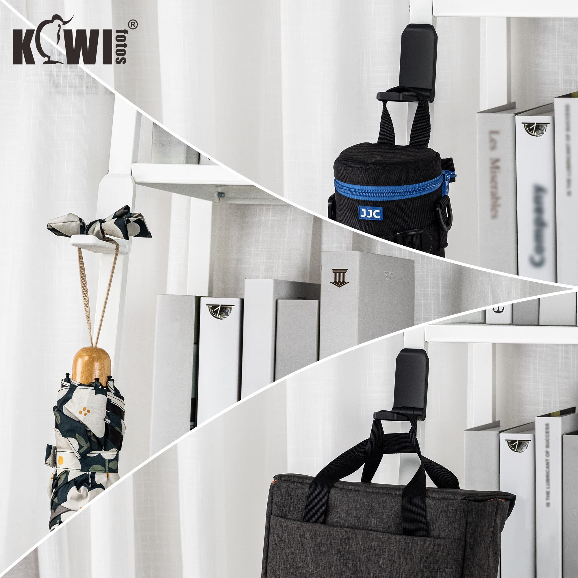 KIWIFOTOS KIWIFOTOS 2 Pack Adhesive Desk Headphone Hanger PC Gaming Headset Holder Wall Mount Foldable Under Desk Hook White - View 8 of 9