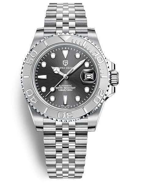 PAGRNE DESIGN Pagani Design Men's Automatic NH35 Watch - 100M Waterproof Stainless Steel Sapphire Glass Yacht Wristwatch PD-1651