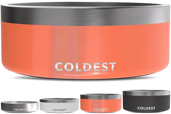 The Coldest Water Coldest Dog Bowl: Heavy-Duty Insulated, Non-Slip & Spill-Proof - 64 oz Metal Bowl for Dogs & Cats, Dishwasher Safe, Candy Red Glitter