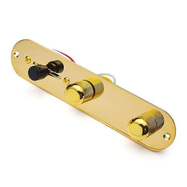 SAPHUE SAPHUE Guitar Control Plate Gold/Nickel with 3-Way Switch & 500K Knobs for Fender Tele & Gibson SG - Prewired Replacement Parts
