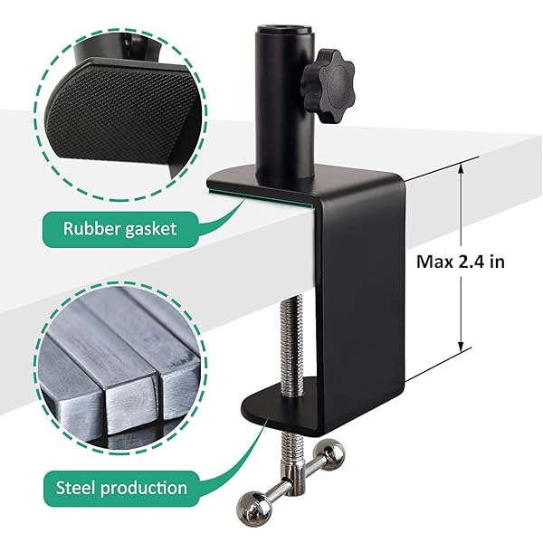 Rigych Rigych HyperX Boom Arm Mic Stand with Pop Filter Adjustable Desk Clamp for HyperX SoloCast QuadCast 2 Condenser Microphone - View 7 of 9