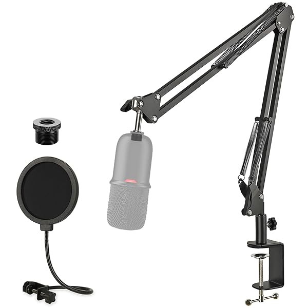 Rigych Rigych HyperX Boom Arm Mic Stand with Pop Filter Adjustable Desk Clamp for HyperX SoloCast QuadCast 2 Condenser Microphone - View 2 of 9