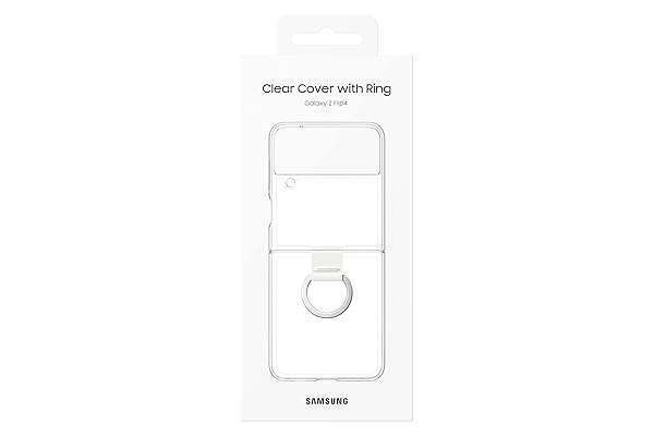 SAMSUNG Galaxy Z Flip4 Clear Cover with Ring - Protective Transparent Case with Finger Loop for Ultimate Handheld Design