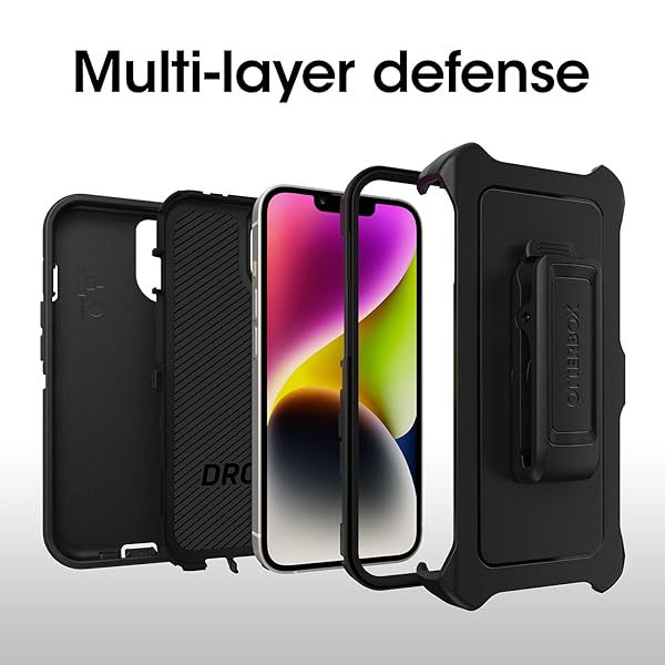 OtterBox OtterBox iPhone 14 iPhone 13 Defender Series Case Black Rugged Durable with Port Protection Holster Clip Kickstand - View 5 of 8