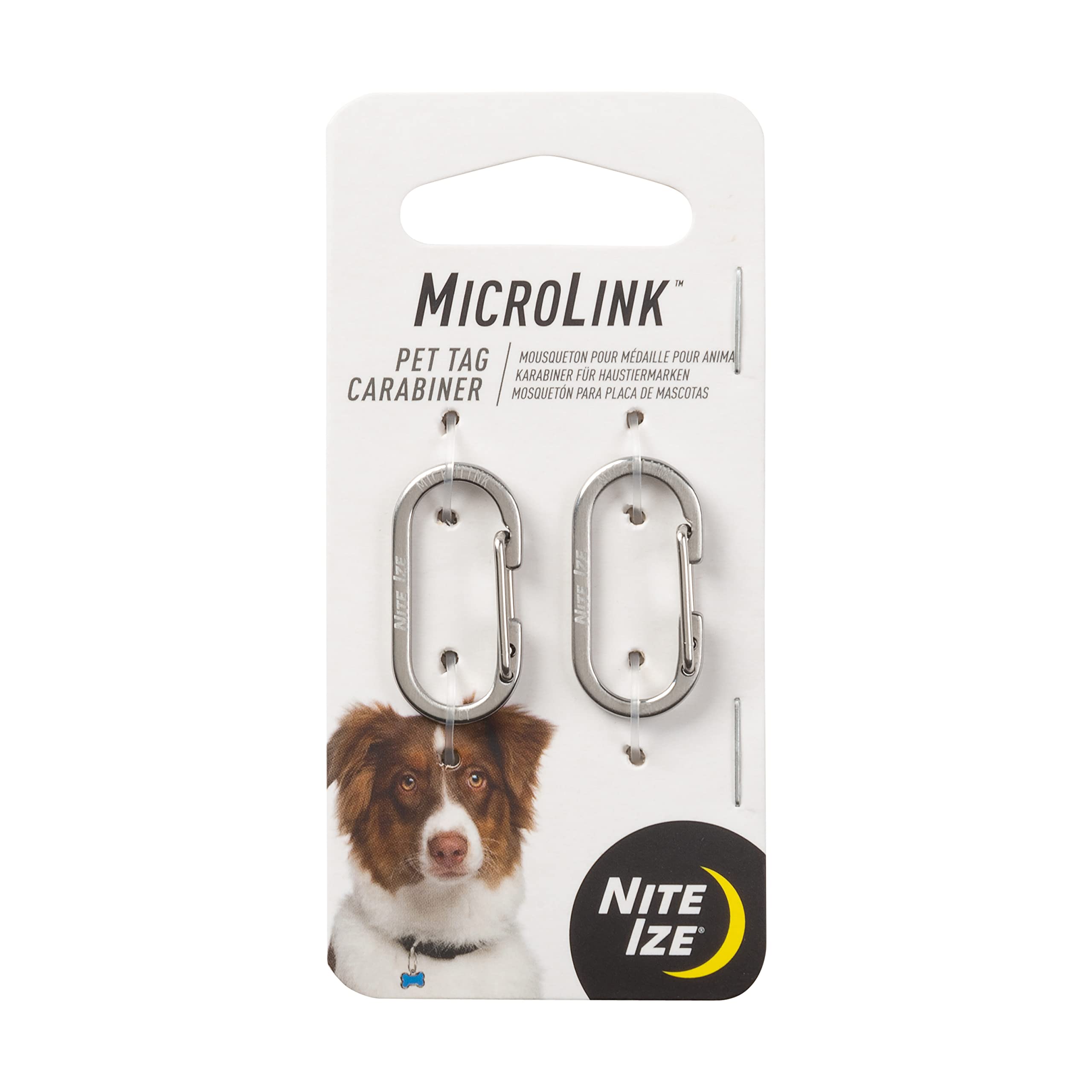 Nite Ize Nite Ize MicroLink Pet Tag Carabiner Stainless Steel Clip for Cats and Dogs 2 Count Pack of 1